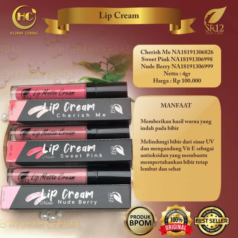 SR12 LIPMATTE CREAM / HALAL / BPOM / HERBAL AMAN / PRODUK MUSLIM / SKINCARE INDONESIA