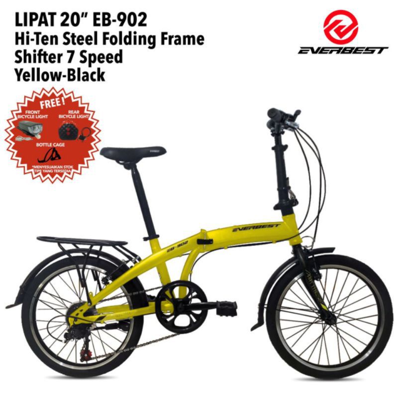 Sepeda Lipat 20 Inch EVERBEST EB 902 Boncengan Rem Cakram V Brake 7 Speed