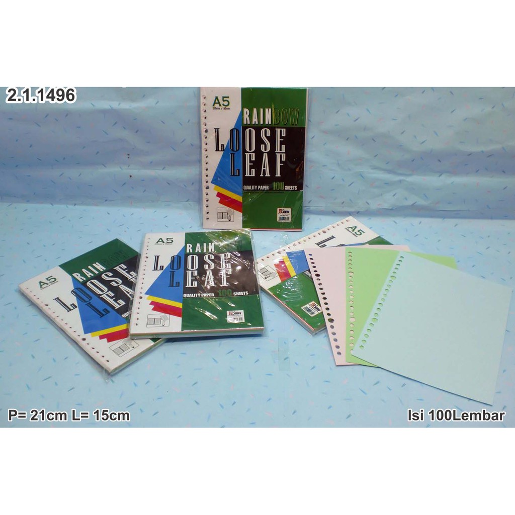

LOOSE LEAF A5 POLOS GARIS WARNA RAINBOW SOFT 50 dan 100 Lembar