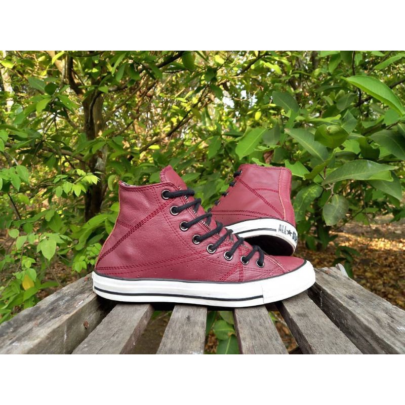 Converse Ct Motojacket Leather Burgundy
