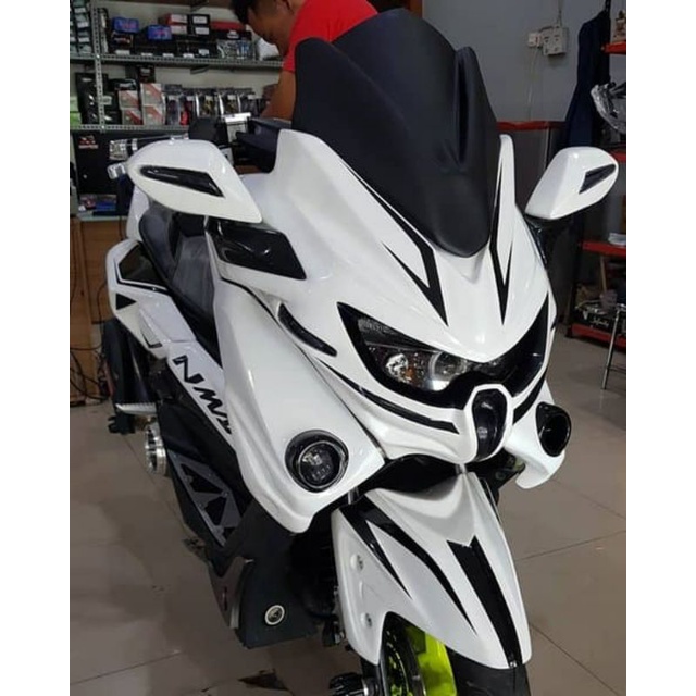 FULLSET BODY CUSTOM PREDATOR NMAX OLD & NMAX NEW PUTIH LIST HITAM