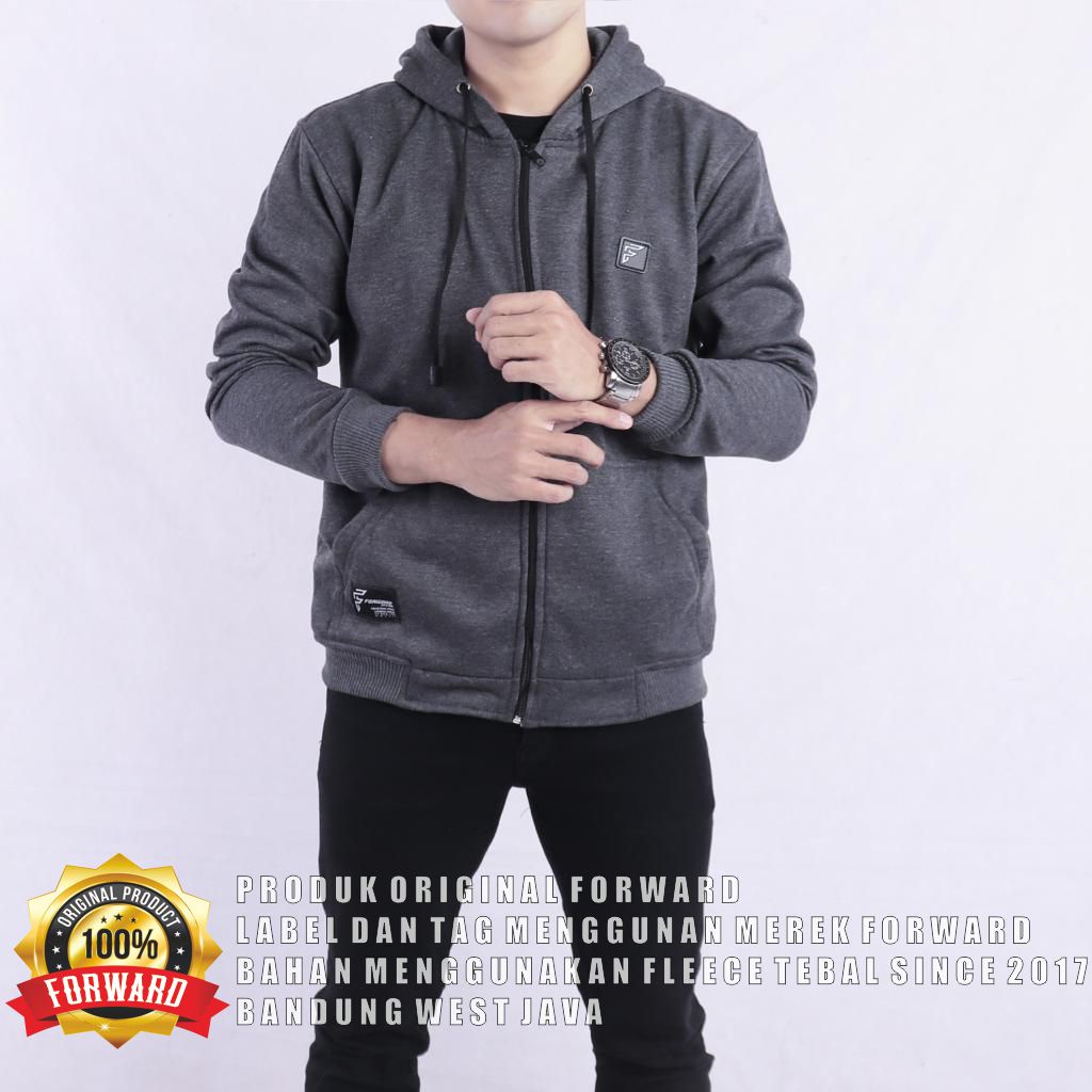 Jaket Sweater Hoodie Resleting Zipper Polos Pria &amp; Wanita Premium Quality Bahan Fleece Tebal Forward System Lanzclothing