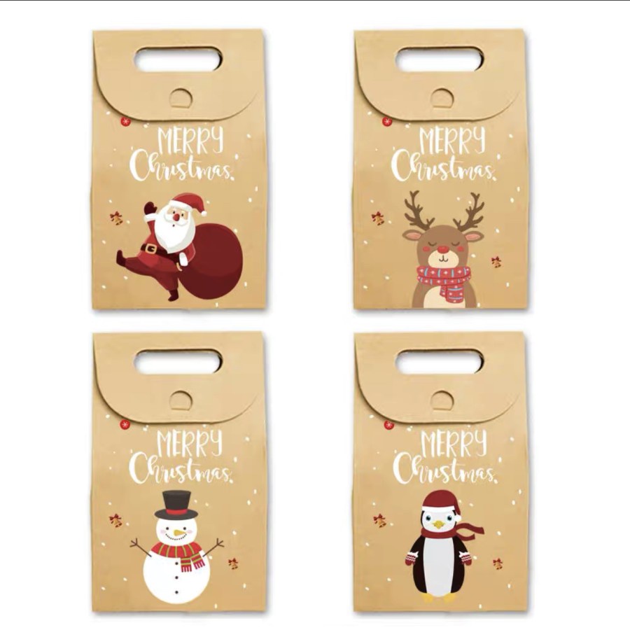 

kantong motif santa , plastik zipper tema natal , kantong kado x'mas box souvenir natal