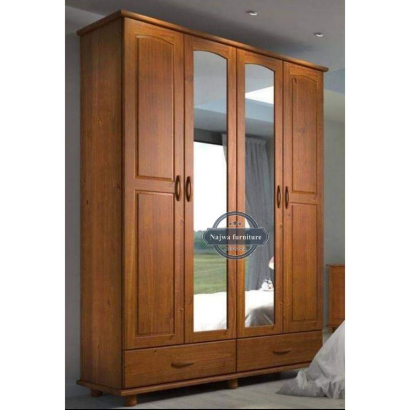 LEMARI PAKAIAN JATI 4 PINTU LEMARI MINIMALIS