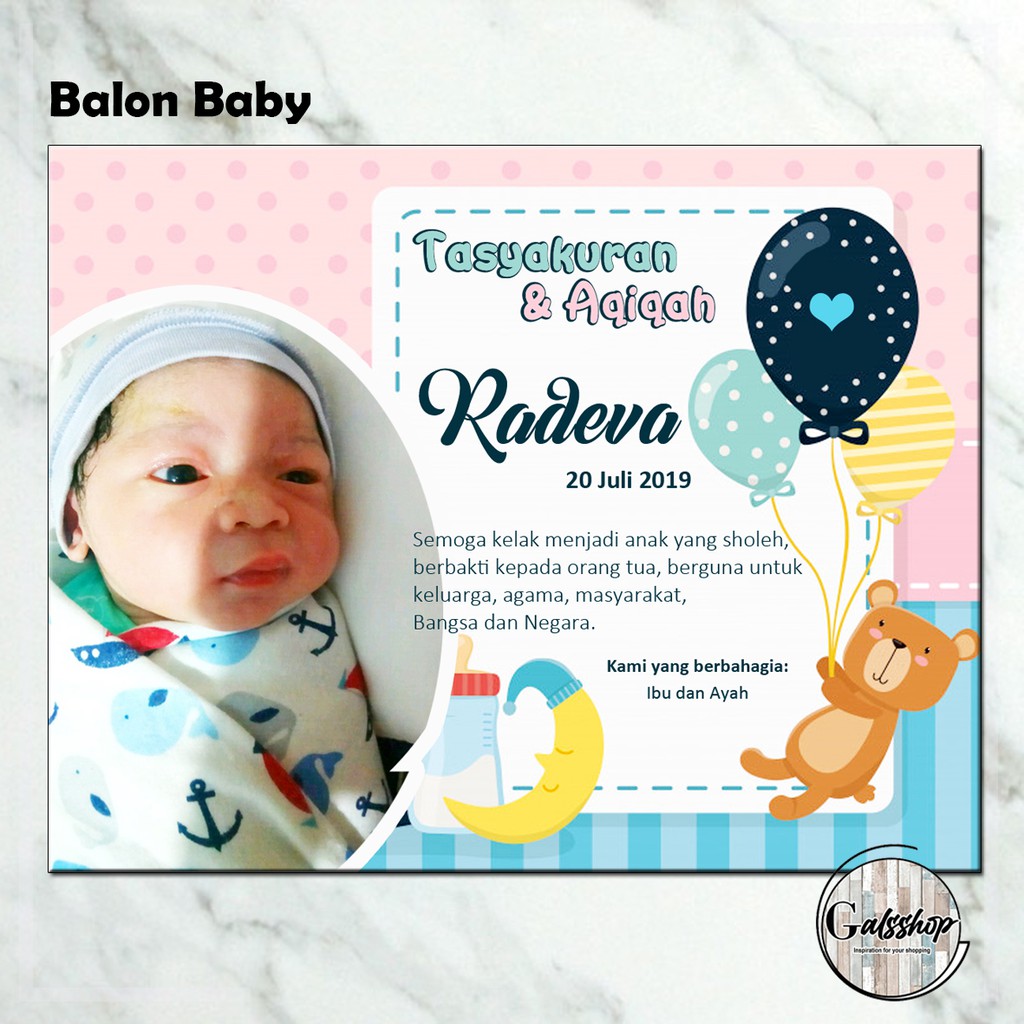 

Kartu Aqiqah / Tasyakuran Card / Stiker Aqiqah Balon Baby