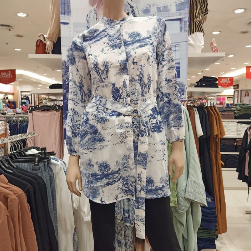 The executive tunik wanita motif abstrak S-XL