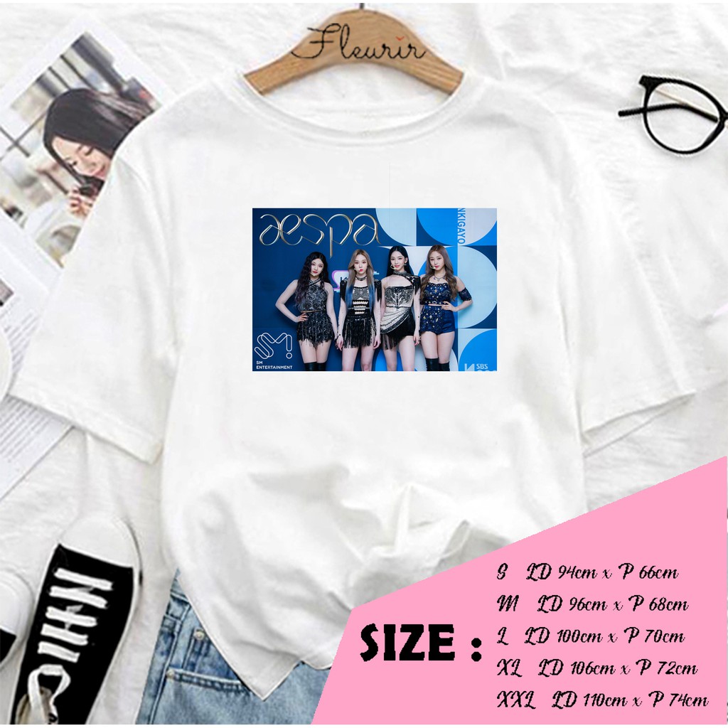 FLEURIR - KAOS AESPA GIRLBAND KOREA KPOP OVERSIZE KATUN KAOS WANITA DEWASA TUMBLR TEE UNISEX JUMBO