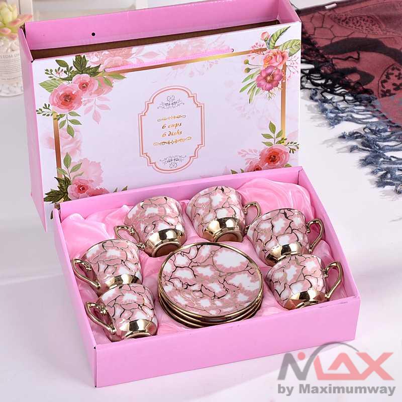 Cangkir Set Keramik Porcelain 6 in 1 gaya eropha kualitas bagus cangkir kopi tamu mewah berkelas cocok untuk hadiah pernikahan cangkir teh set antik retro unik jadul European Style New arrival 1Set Coffee Porcelain Cup Set Luxury Coffee Cup Mug Tea Cup