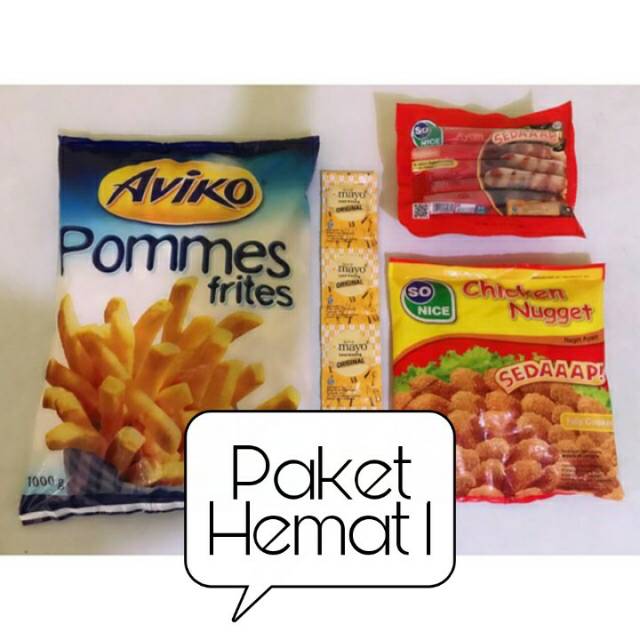 

Peket so nice/kentang aviko sosis nugget sonice/paket hemat/No free