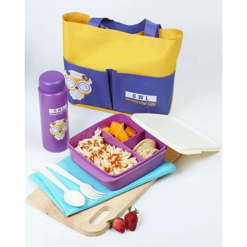 (COD) Tas Bekal Set / Lunch Box Set / Kotak Bekal Lengkap / Tempat Makan Anak