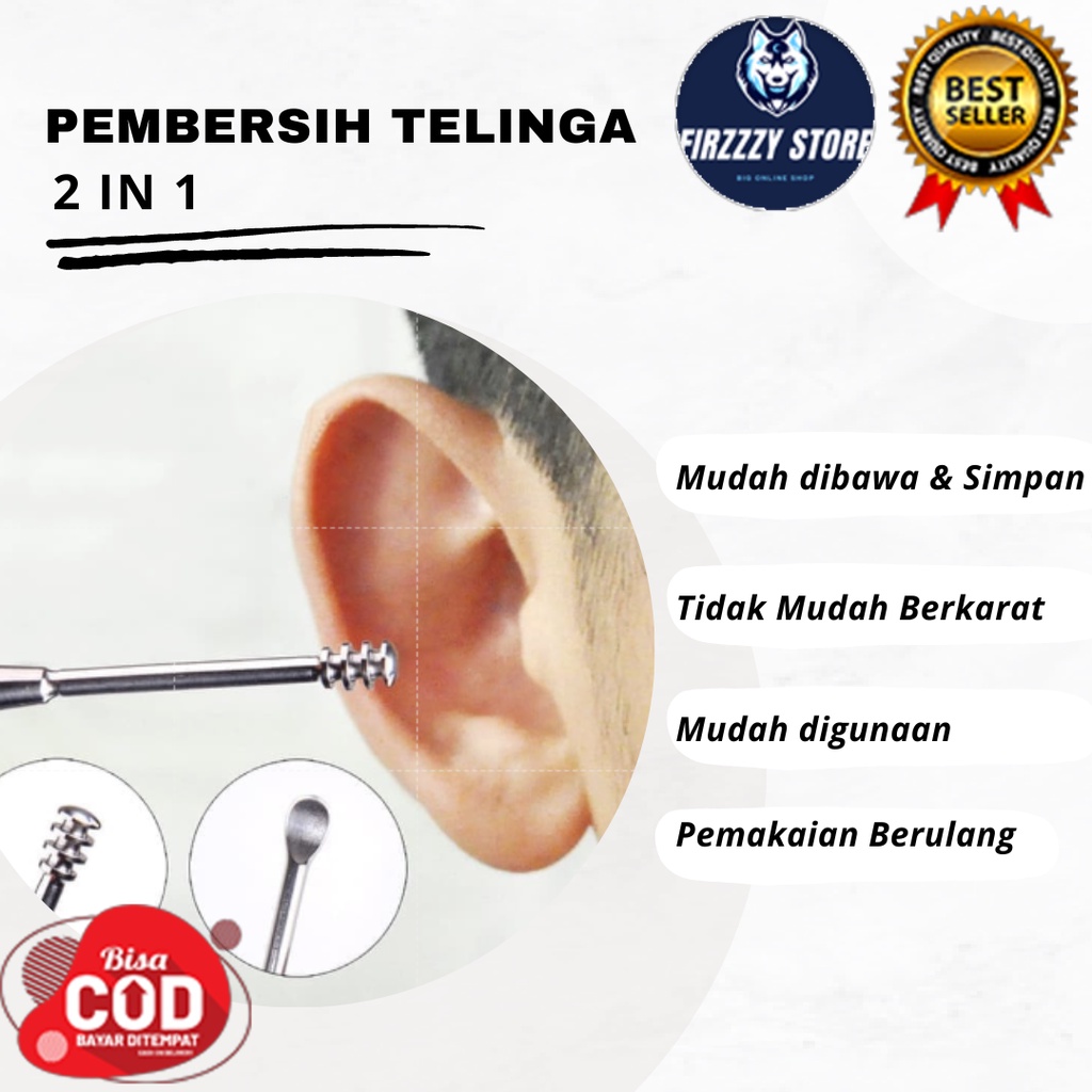 Pembersih Telinga Korek Kuping 2 in 1 - Silver