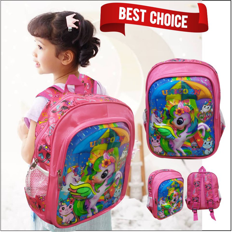 Tas Sekolah Anak Gambar Karakter Emboss Bagpack Anak Perempuan Gambar Lucu - PG 8868