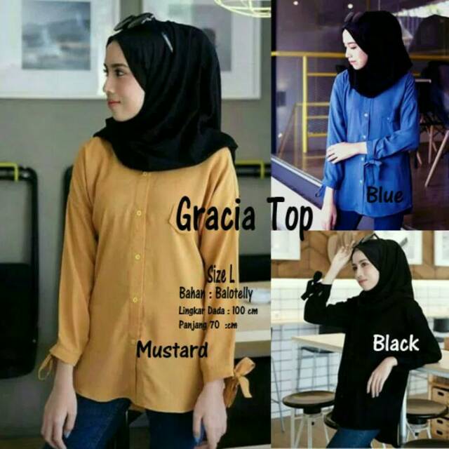 ATASAN WANITA BLOUSE GRACIA TOP WARNA MUSTARD