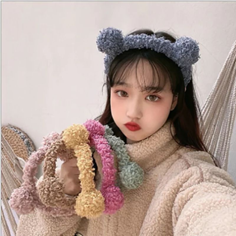 HEADBAND KUPING BERUANG / BANDANA KELINCI / BANDANA FACIAL RAMBUT / BANDO BULU KOREA KEKINIAN BANDO KARAKTER TELINGA BERUANG GAYA KOREA HEADBAND BULU PREMI