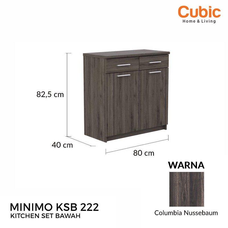 Cubic Kitchen Set Minimalis 2 Pintu / Rak Bawah Dapur / MINIMO KSB 222 - Motif Kayu