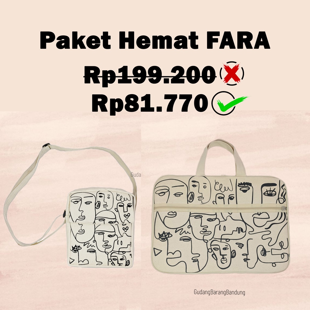 Paket Hemat: Sling Bag dan Laptop Sleeves Kanvas 15.6 inch Design FARA - Gaya dan Perlindungan yang Cocok untuk Anda!