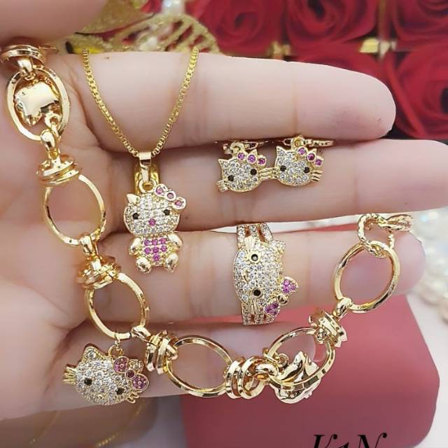 Xuping set perhiasan kitty dewasa lapis emas 24k 1902