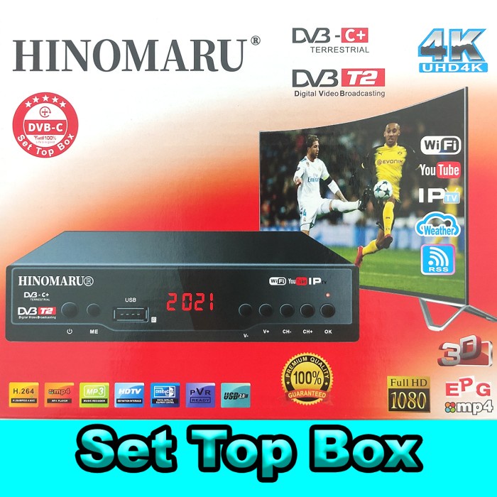 Set Top Box DVB T2 HINOMARU STB Digital Receiver UHD 4K