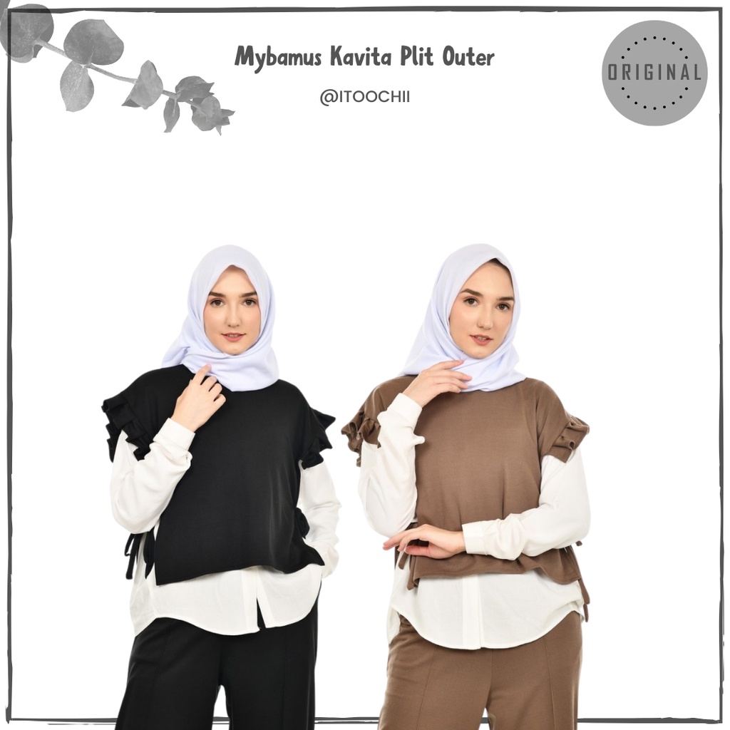 Mybamus Kavita Plit Outer Rompi Vest Baju Luaran Muslim Rompi Wanita Baju Wanita