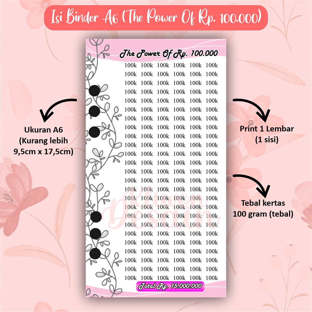 

isi kertas binder a6 ring 6 the power of rp. 100.000