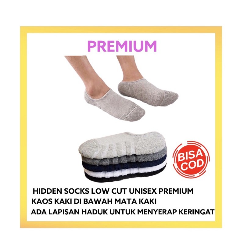 HIDDEN SOCKS LOW CUT PREMIUM TEBAL / KAOS KAKI DIBAWAH MATA KAKI / INVISIBLE SOCKS / ANGKLE SOCKS