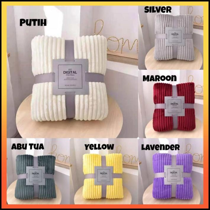 Bagus Selimut Bulu Dewasa Tebal Polos Salur Emboss Uk 180X200Cm
