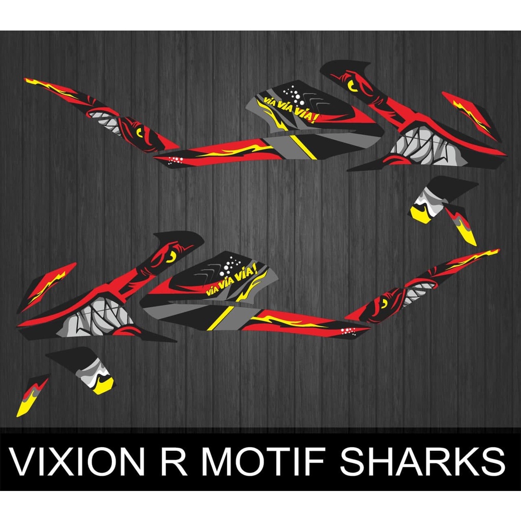 STIKER STRIPING VARIASI YAMAHA VIXION R MOTIF SHARK