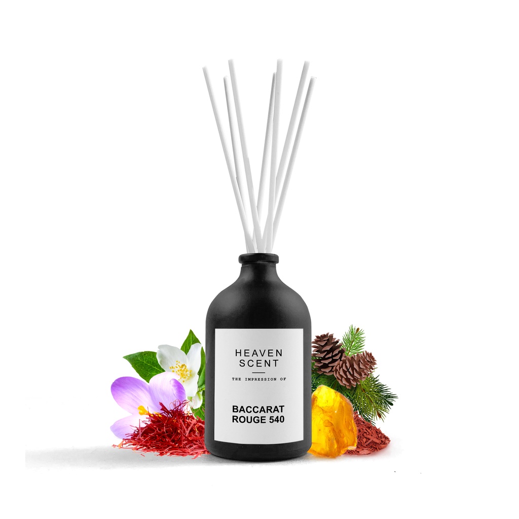 HEAVEN SCENT Luxury Reed Diffuser 100ml - Pengharum Ruangan Aromaterapi Inspired by Fragrances-BR 540 Rouge