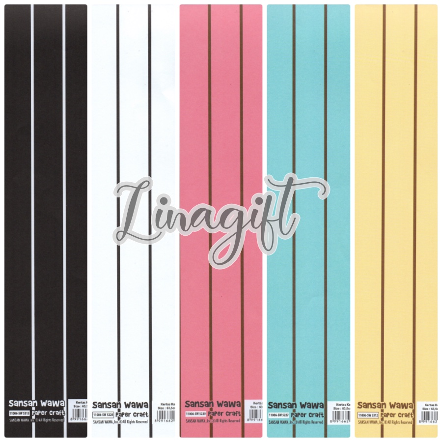 ( 5 Lembar ) STRIPES STRAIGHT LINE SANWA - KERTAS KADO GARIS LURUS - GIFT WRAP PAPER SANSAN WAWA STRIP LINES NETRAL