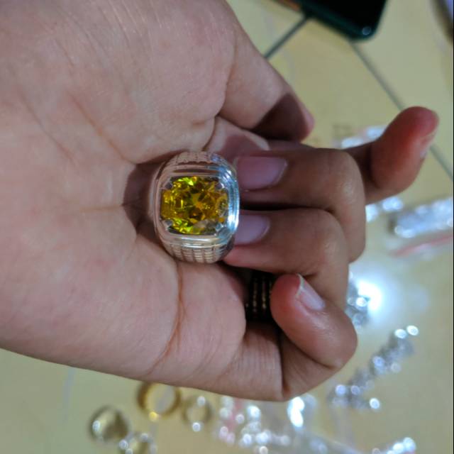 Cincin batu cowok (perak murni)