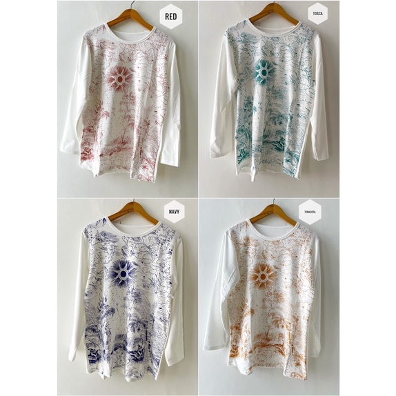 Blus Kaos Impor Tangan Panjang Jumbo Muslim Putih