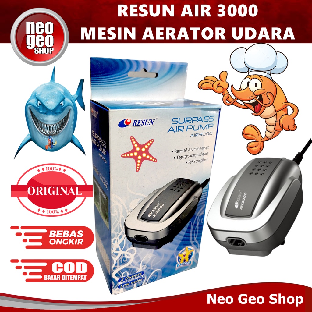 Resun Air3000 Air 3000 Mesin Pompa Aerator Udara Airpump