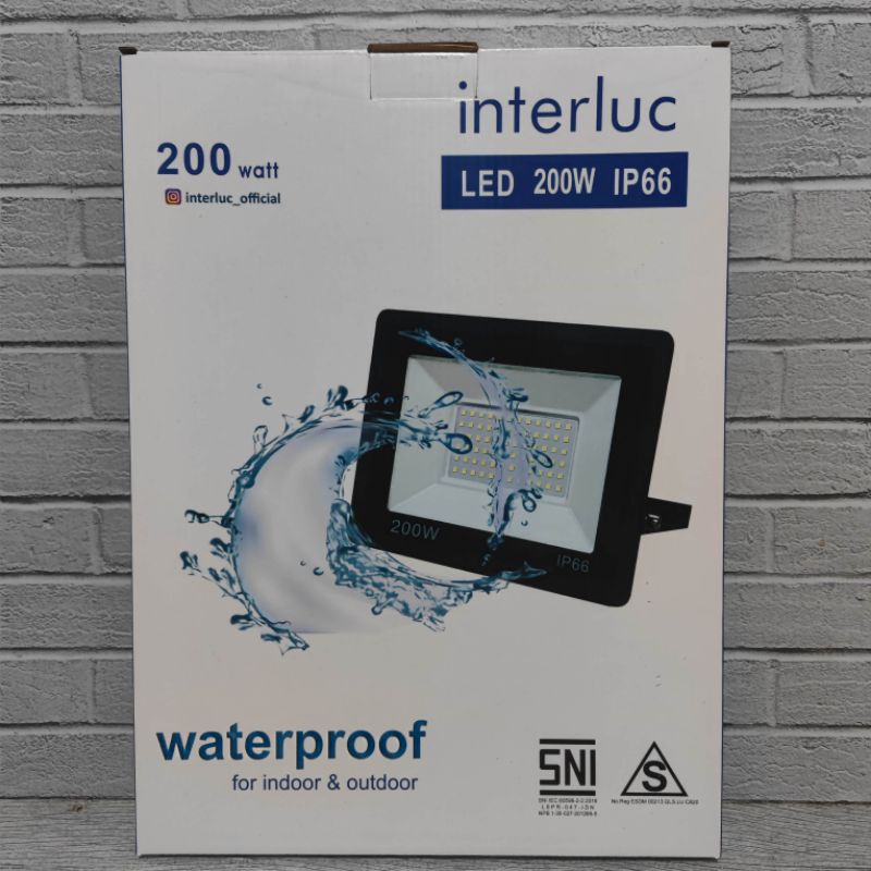 INTERLUC LAMPU SOROT LED 200W 200 WATT FLOOD LIGHT LED TEMBAK OUTDOOR SNI GARANSI