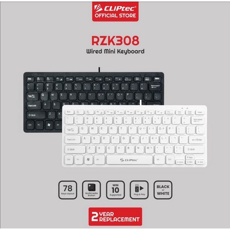 Keyboard Mini macbook laptop pc Multimedia Wired CLIPtec RZK308 RZK 308 RZK-308 original garansi 2 tahun Mulmed