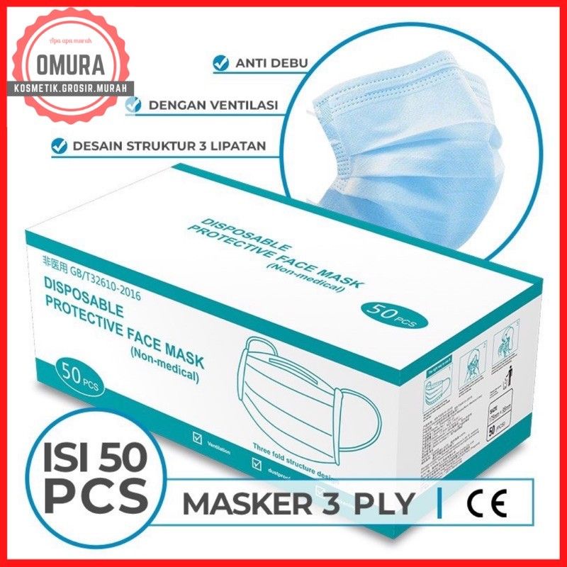 masker murah 3 play isi 50pcs