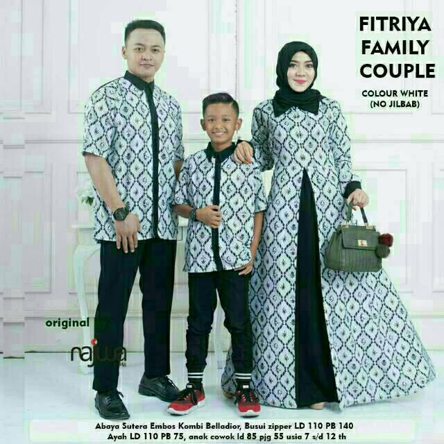 Couple Family Batik Sutera keluarga kombi polos - sarimbit ayah ibu satu anak cowok atau cewek