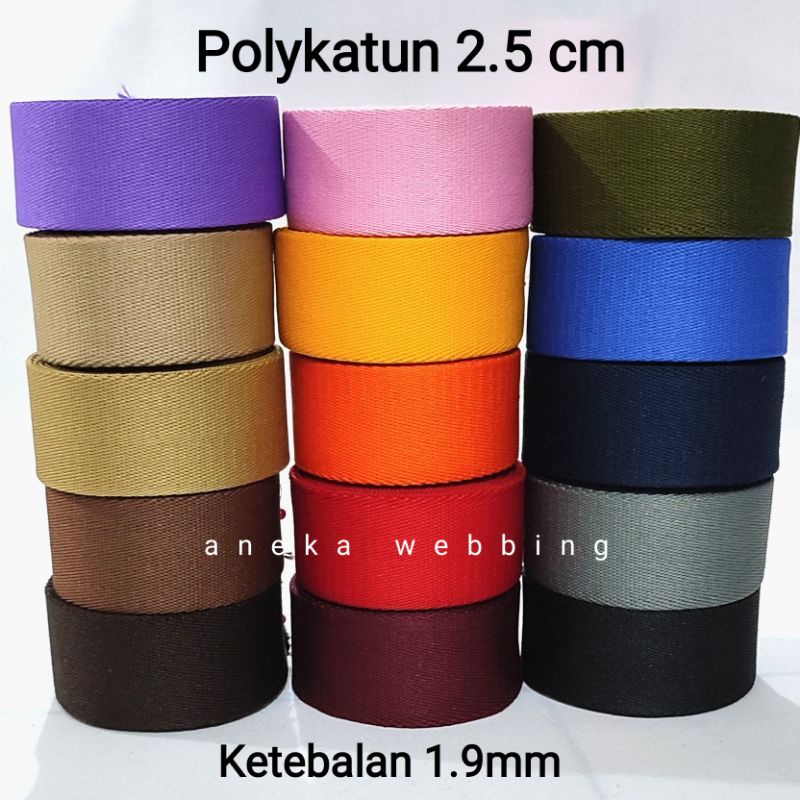 1 Rol Webbing 2.5 cm polykatun ketebalan 1.9mm panjang 27m