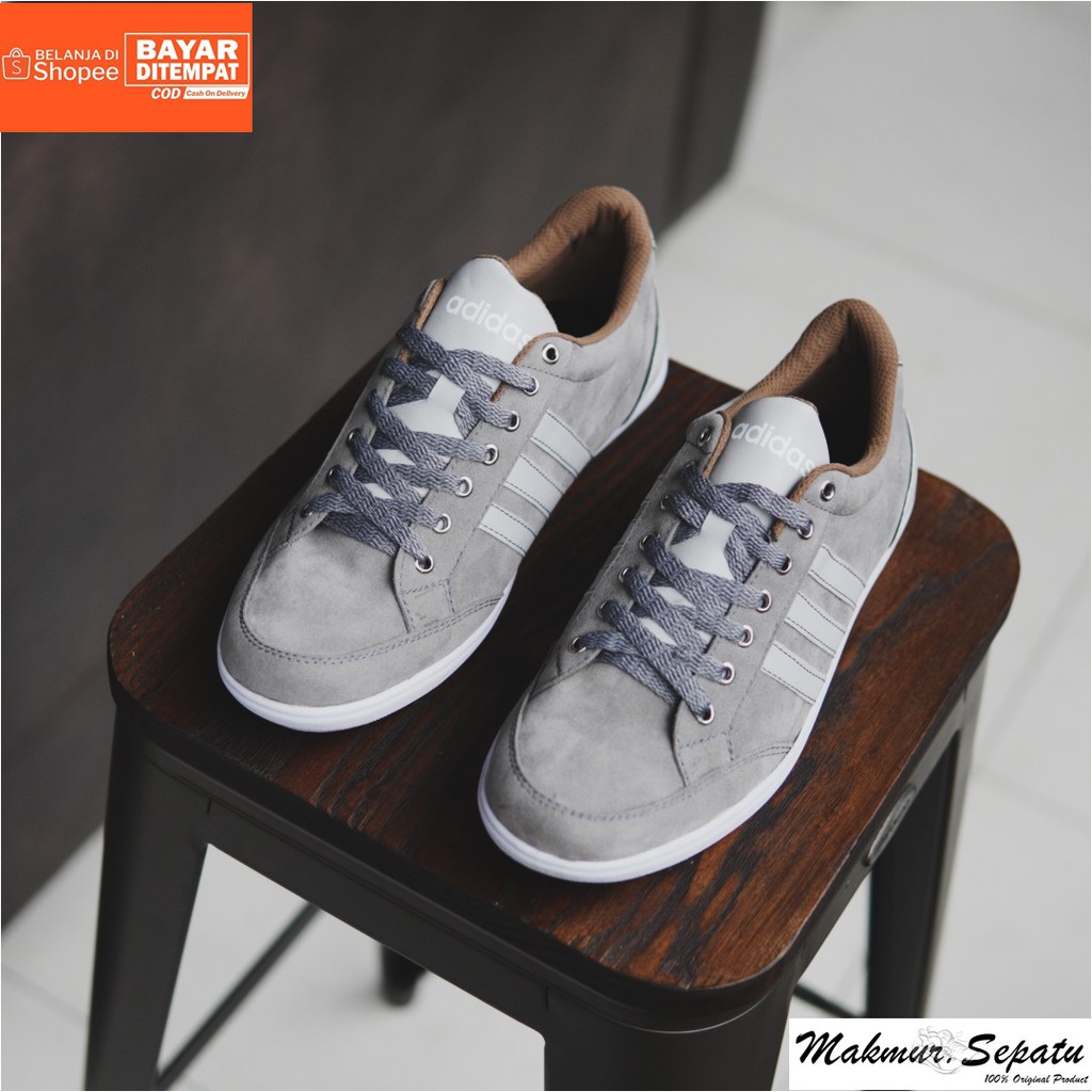 Sepatu Adidas Kapler Grey - Fashion Casual Sneakers Pria Bertali - Kuliah Hengout Keren Kekinian