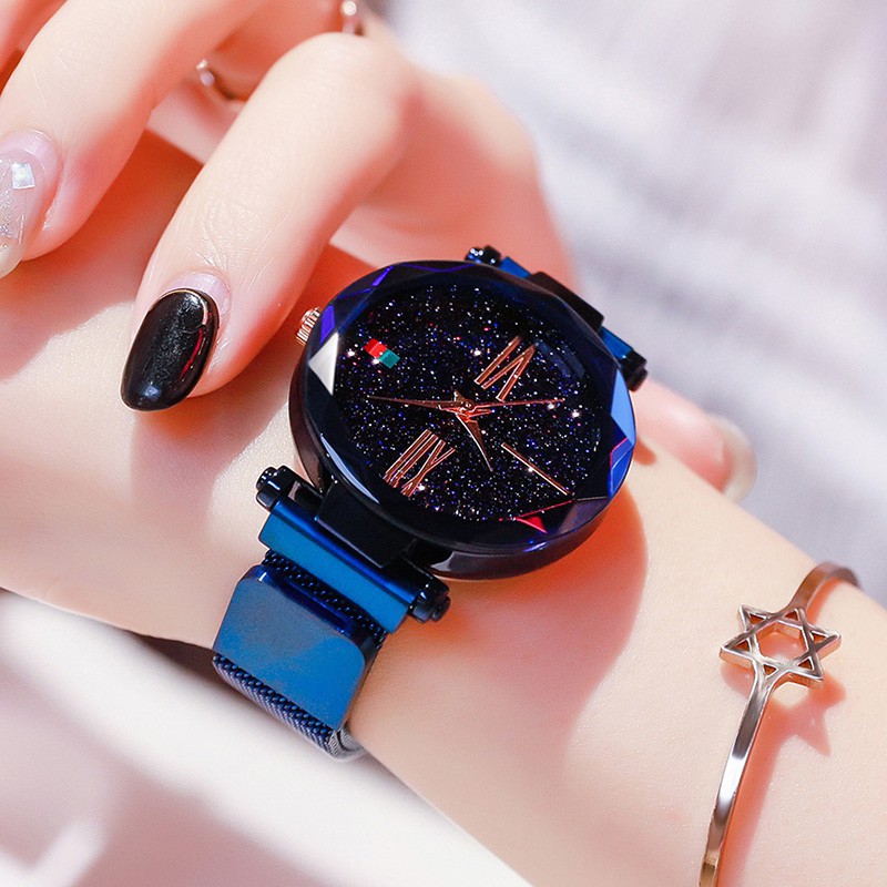 ♥COD♥ JAM TANGAN WANITA JAM MAGNET RANTAI JAM TANGAN ANALOG IMPORT JAM JAM TANGAN MURAH CEWEK W07-G-Biru