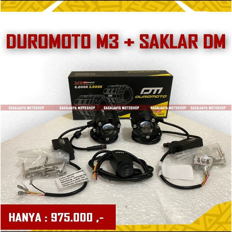 paket lampu duromoto m3 dan saklar lampu led sorot touring kabut pcx nmax adv xmax versys bmw vixion