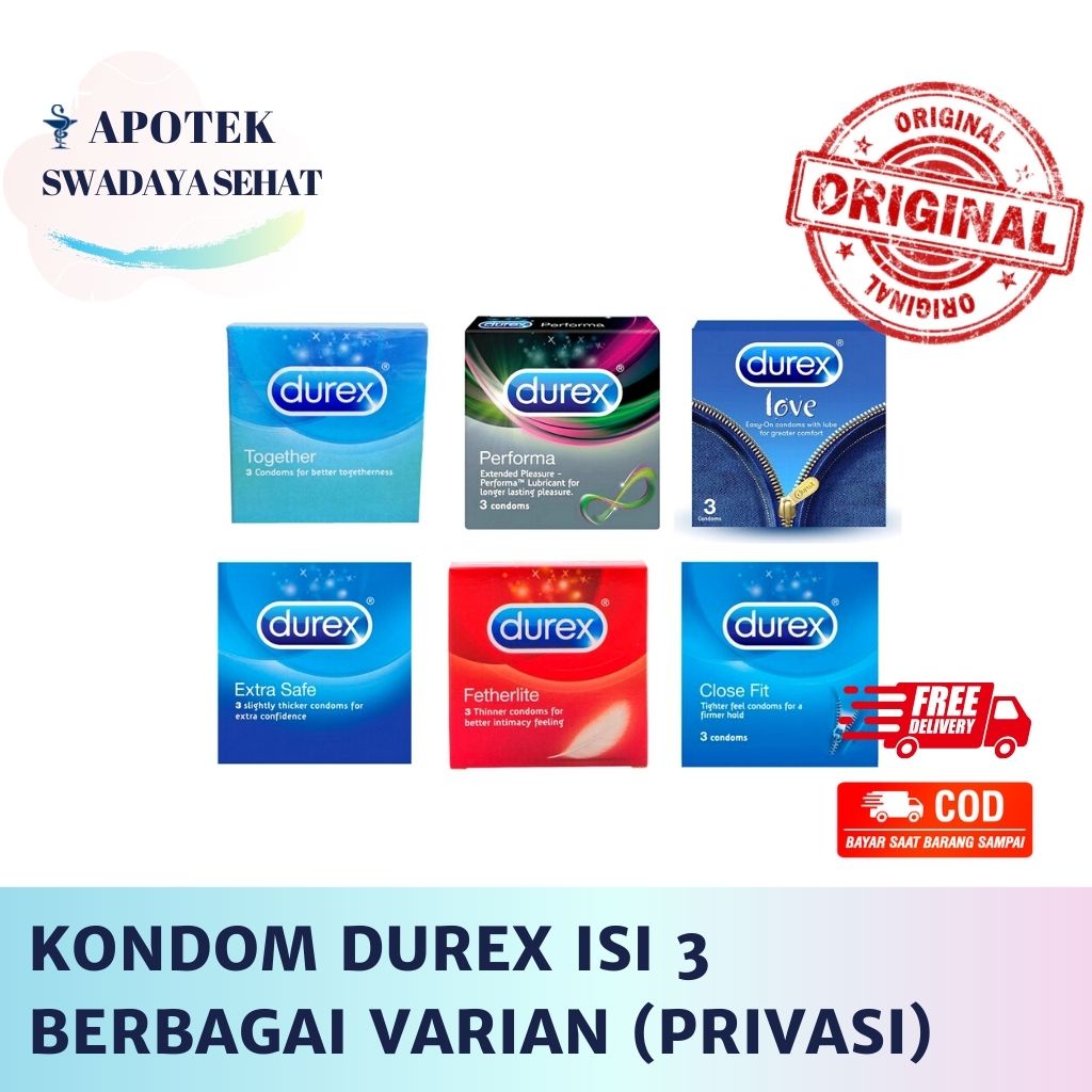 DUREX Kondom Isi 3 Varian Together Performa Love Extra Safe Fetherlite Close Fit Feather lite