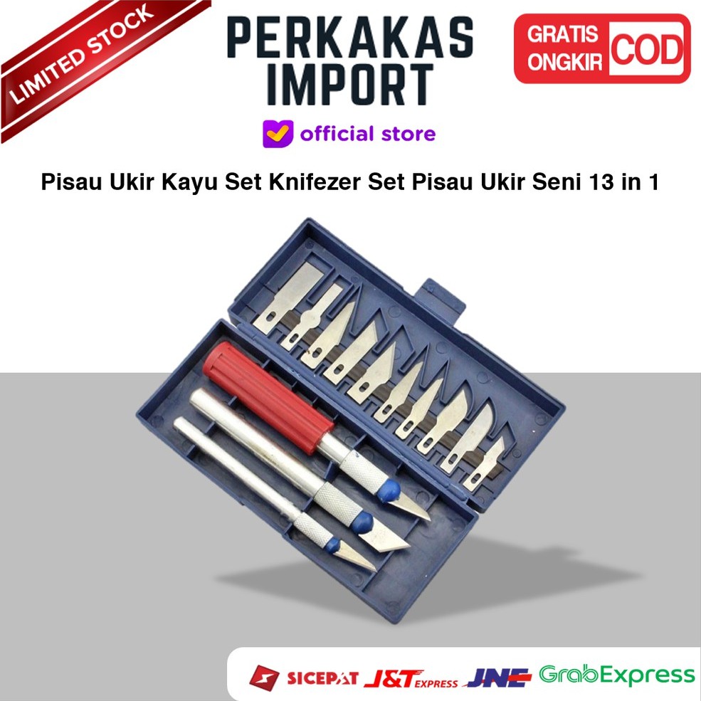 

Pisau Ukir Kayu Set Knifezer Set Pisau Ukir Seni 13 in 1 Crafting Knife 3 Handle - A-003