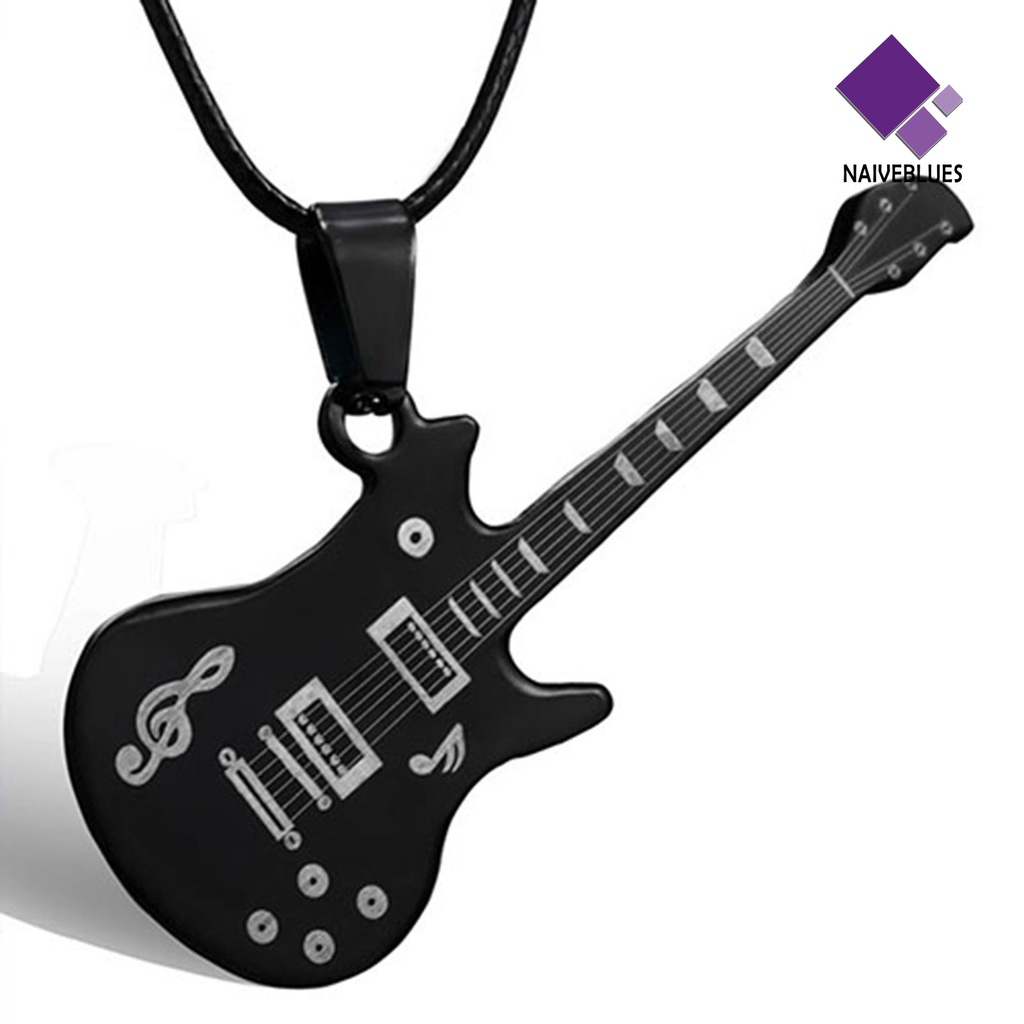 Kalung Bentuk Gitar Bahan Stainless Steel Untuk Pria