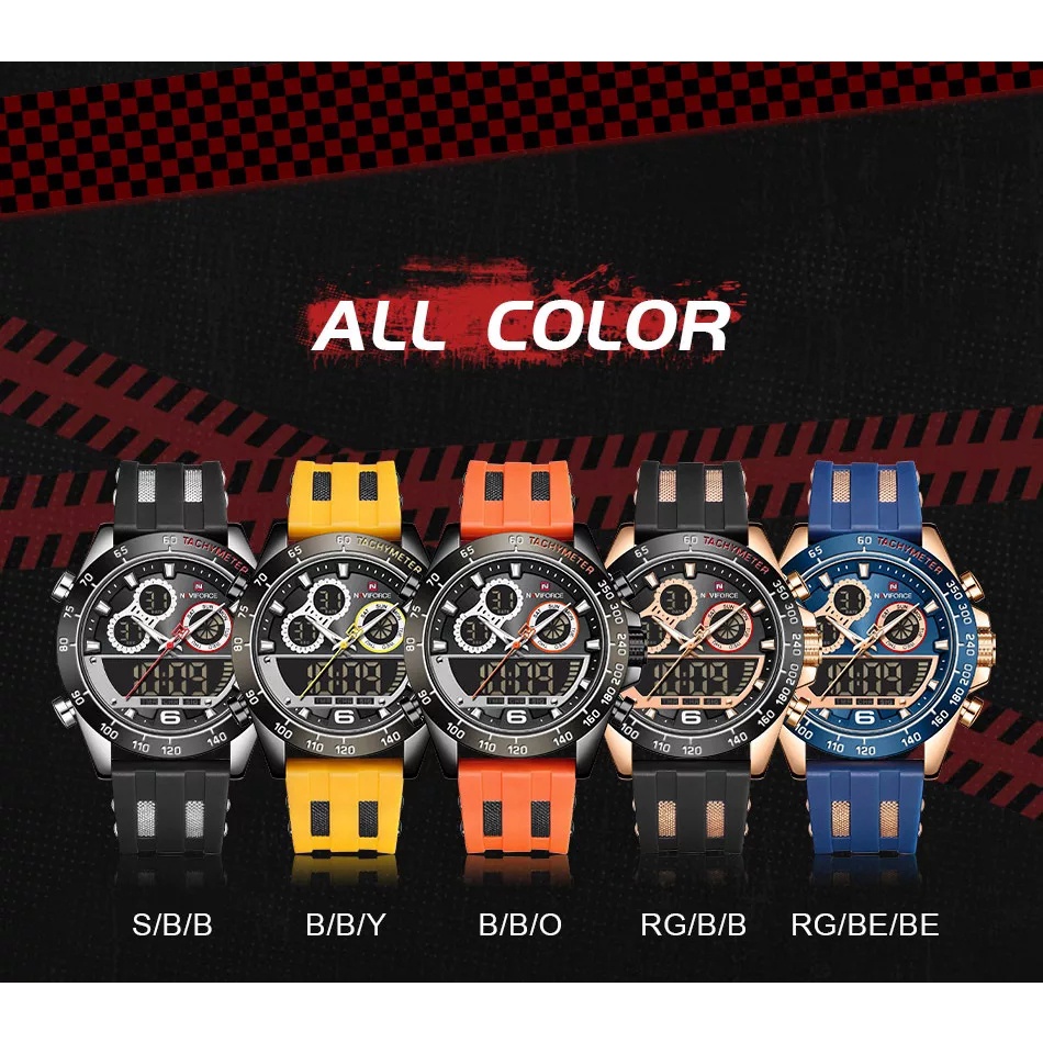 Naviforce NF9188M Jam Tangan Pria Dual Time Original Rubber Strap