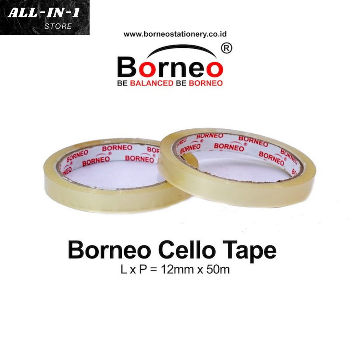 

Borneo Cello Tape Bening 12mm x 50m Solasi bening/ Selotip / Solatip Borneo