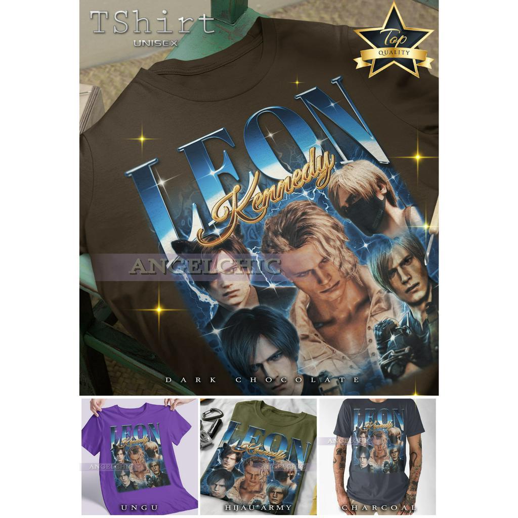 BAJU RESIDENT EVIL LEON KENNEDY Unisex Bootleg Tee Kaos Premium Vintage Retro