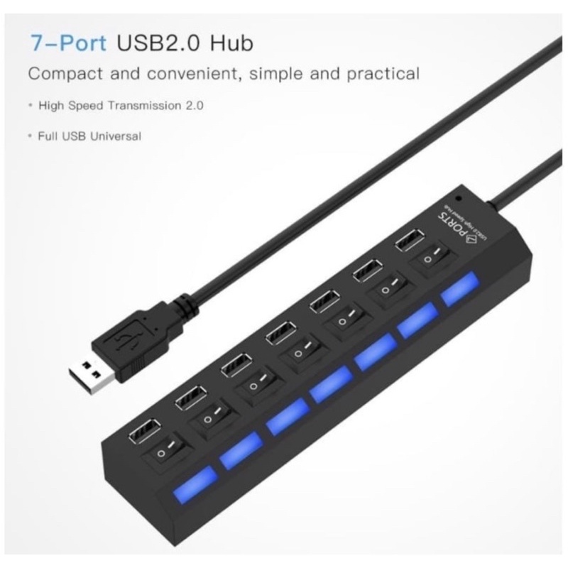 USB HUB 7 Port USB Saklar ON/OF Speed USB 2.0 - USB Saklar 7 Port