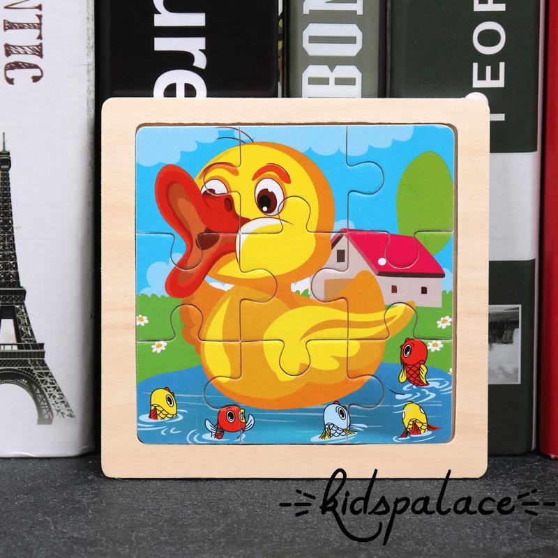  Mainan  Puzzle Kayu 3D Gambar Kartun untuk Edukasi  Bayi  