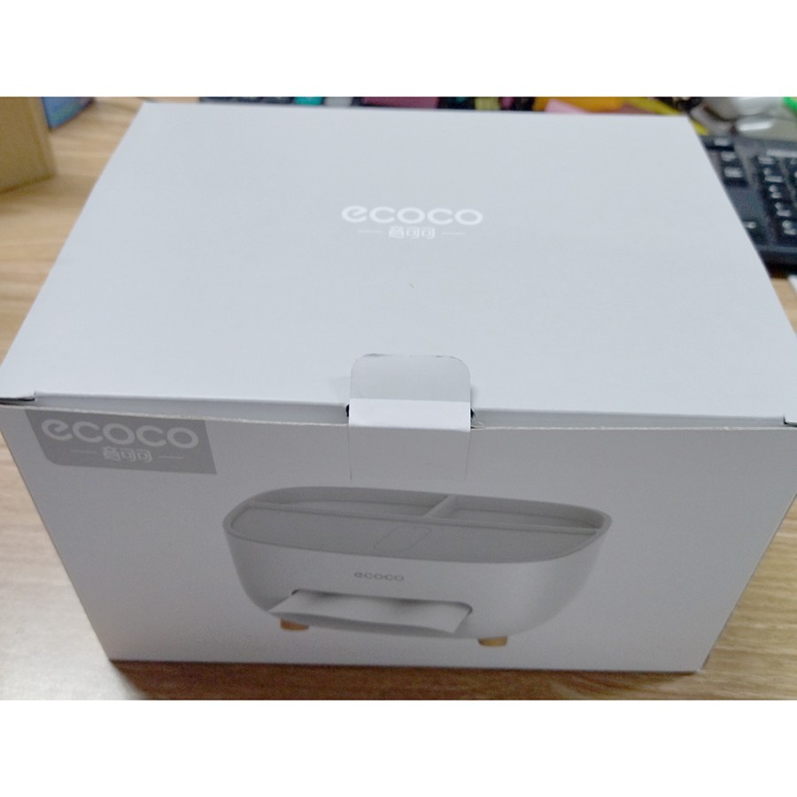 ECOCO Kotak Tisu Storage Box Office Desk Case Organizer - E2009 - Gray/White