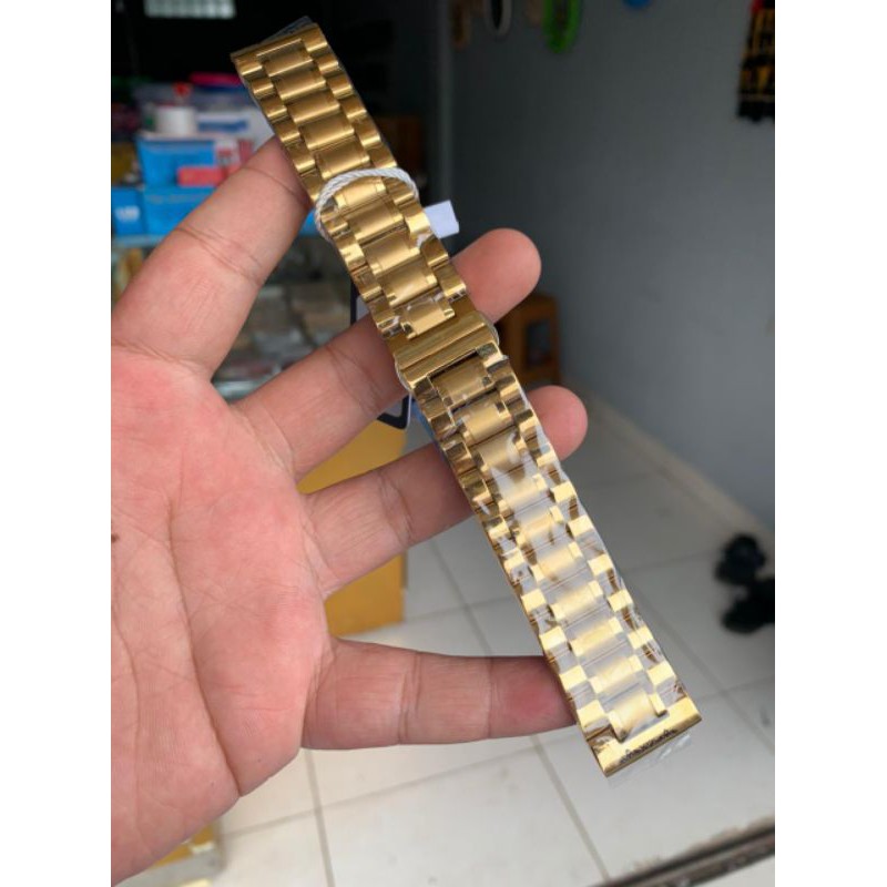 Strap Tali Jam Tangan rante rantai Original Stenlis teel GOLD MEWAH buckle clik